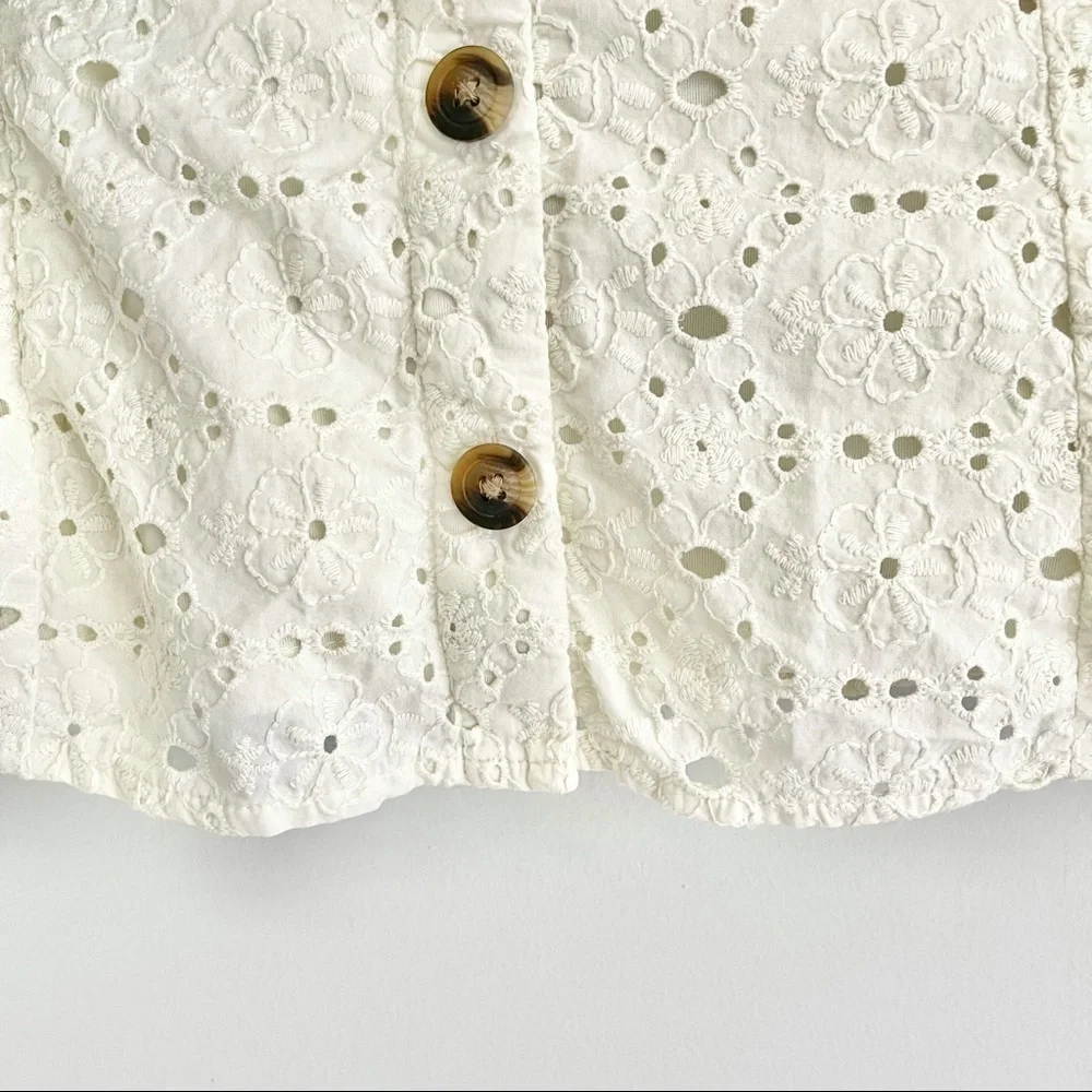 American Eagle Floral Button Front Lace Mini Dress
